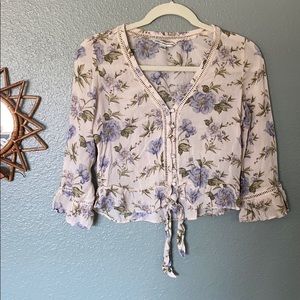 AE Floral Cropped Blouse